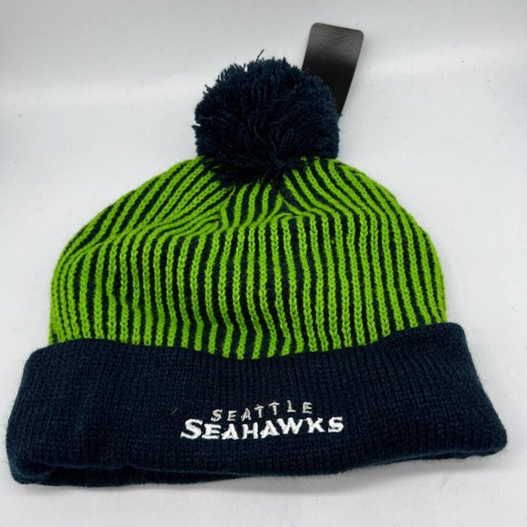 Seattle‎ Seahawks NFL Team Apparel Hat Beanie Pom Pom Cap Youth - Picture 1 of 4